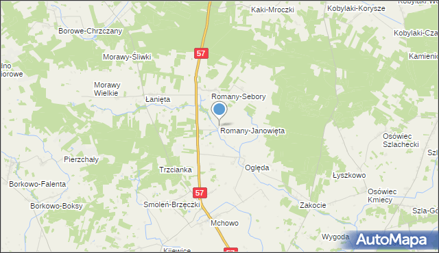 mapa Romany-Janowięta, Romany-Janowięta na mapie Targeo